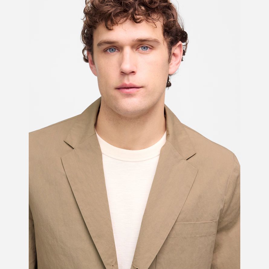mens madewell no estructurado de tres botones de mezcla de algodón chaqueta de color caqui marrón