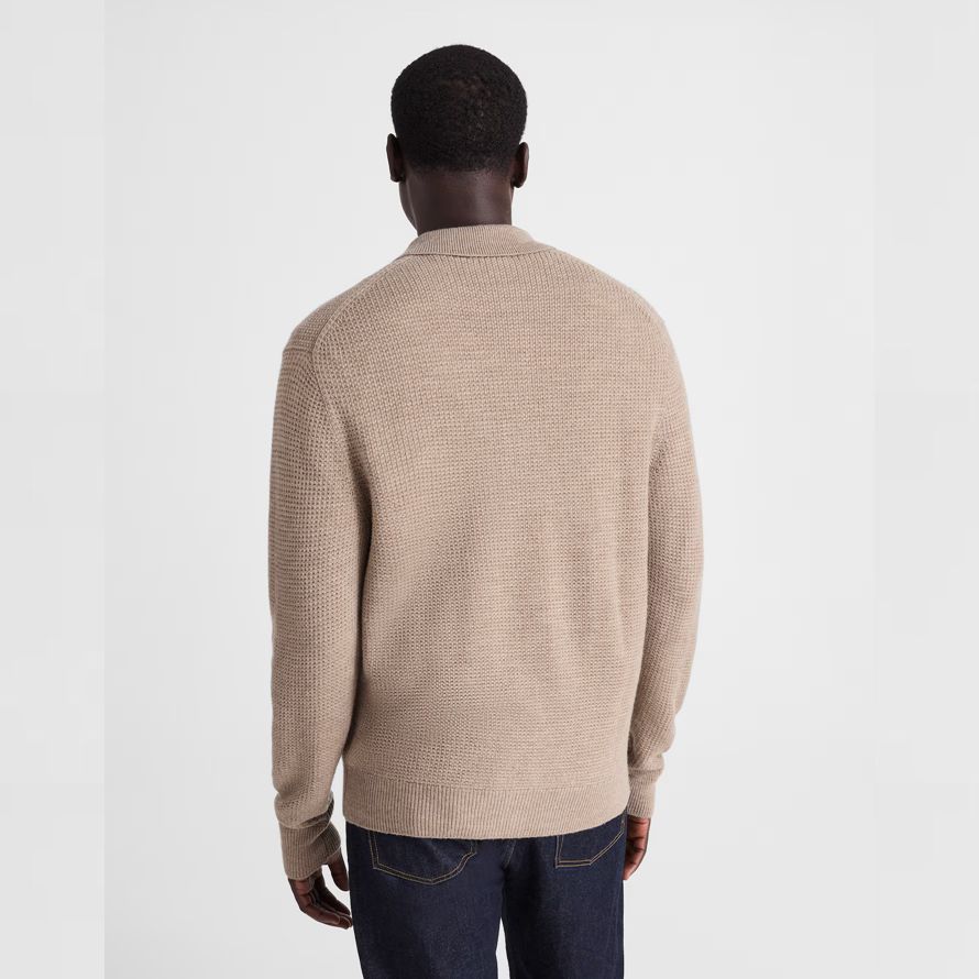 beige madewell de lana de merino con cuello de chaqueta para hombre