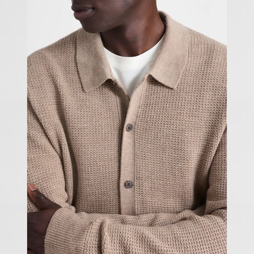 beige madewell de lana de merino con cuello de chaqueta para hombre
