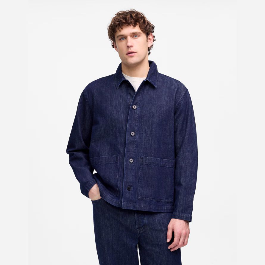 navy mens madewell tarea de la chaqueta de mezclilla
