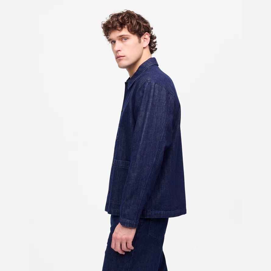 navy mens madewell tarea de la chaqueta de mezclilla