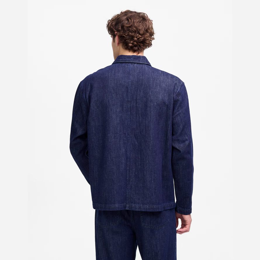 navy mens madewell tarea de la chaqueta de mezclilla