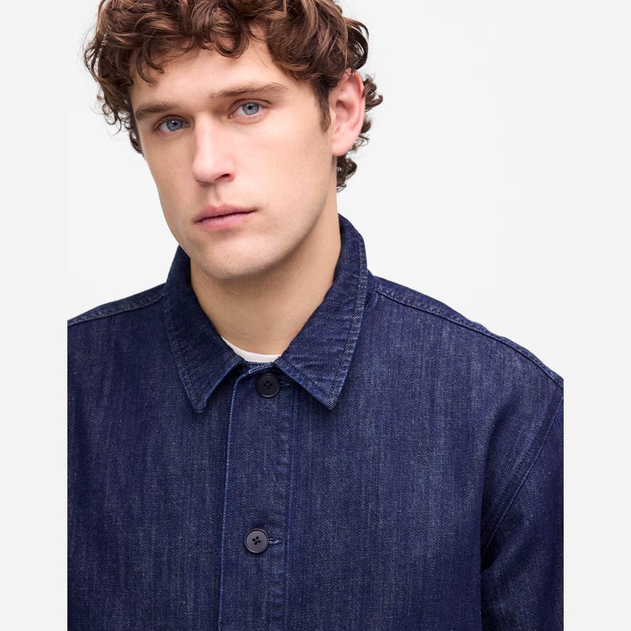 navy mens madewell tarea de la chaqueta de mezclilla