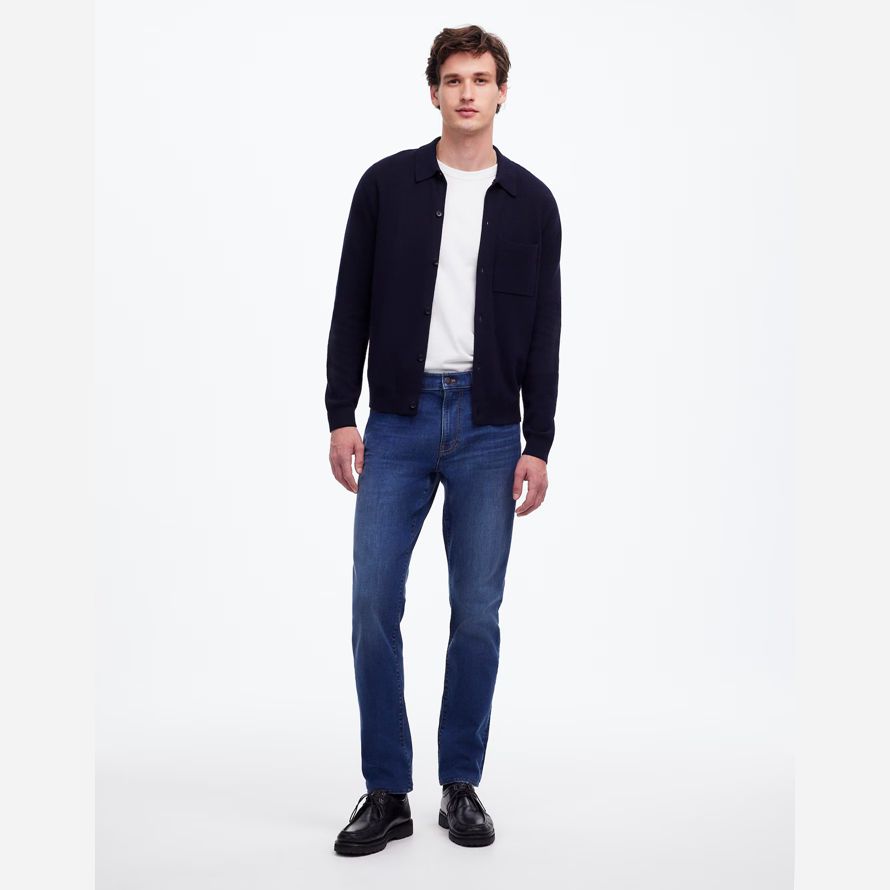blue mens madewell atlético delgado coolmax jeans
