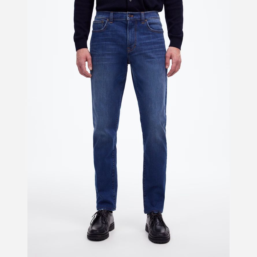 blue mens madewell atlético delgado coolmax jeans