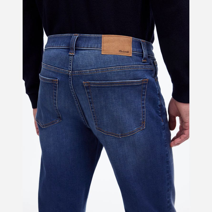 blue mens madewell atlético delgado coolmax jeans