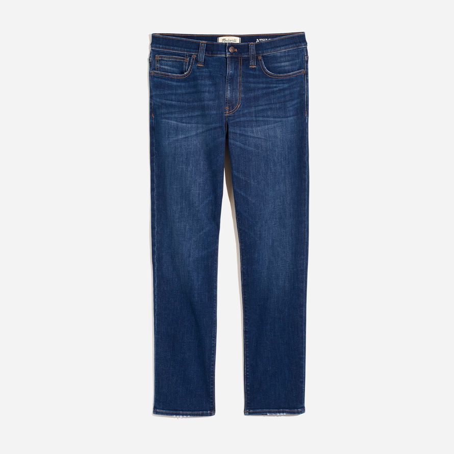 blue mens madewell atlético delgado coolmax jeans