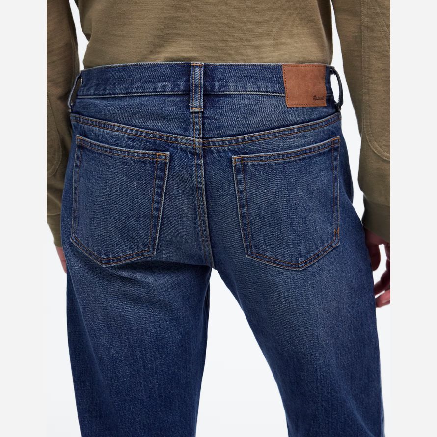 blue mens madewell 1991 rectos de orillo jeans