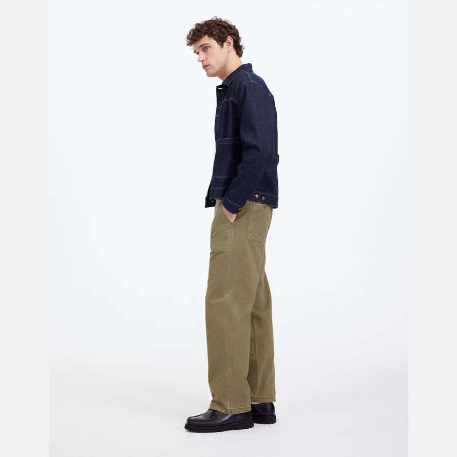 madewell fatiga teñido de sarga de algodón pantalones de hombre de oliva