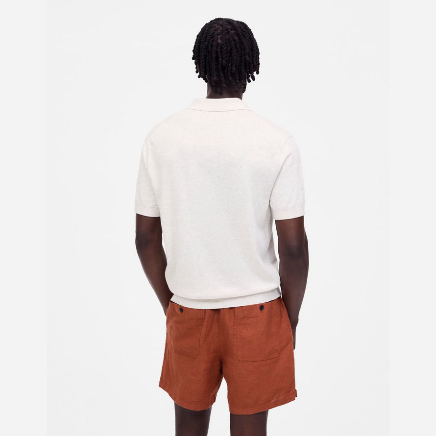 naranja marrón mens madewell everywear pantalones cortos de lino
