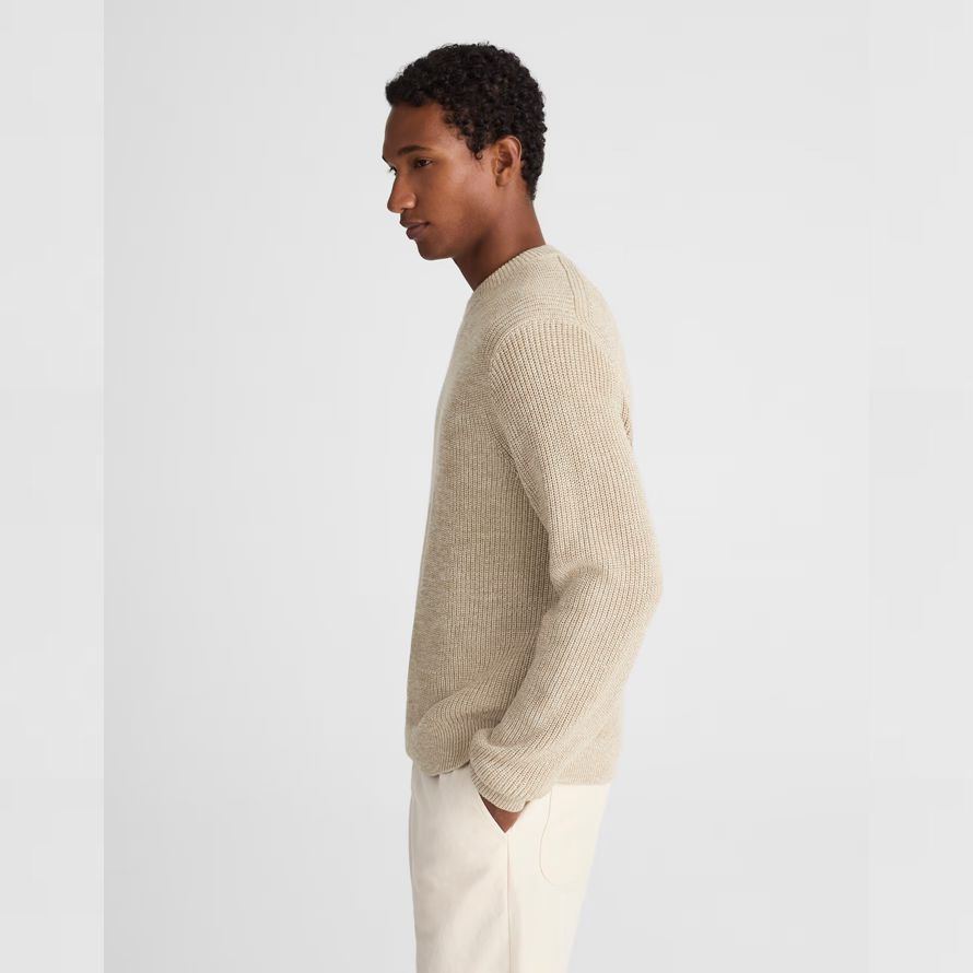 madewell de algodón de la coctelera de punto con cuello redondo para hombre suéter crema