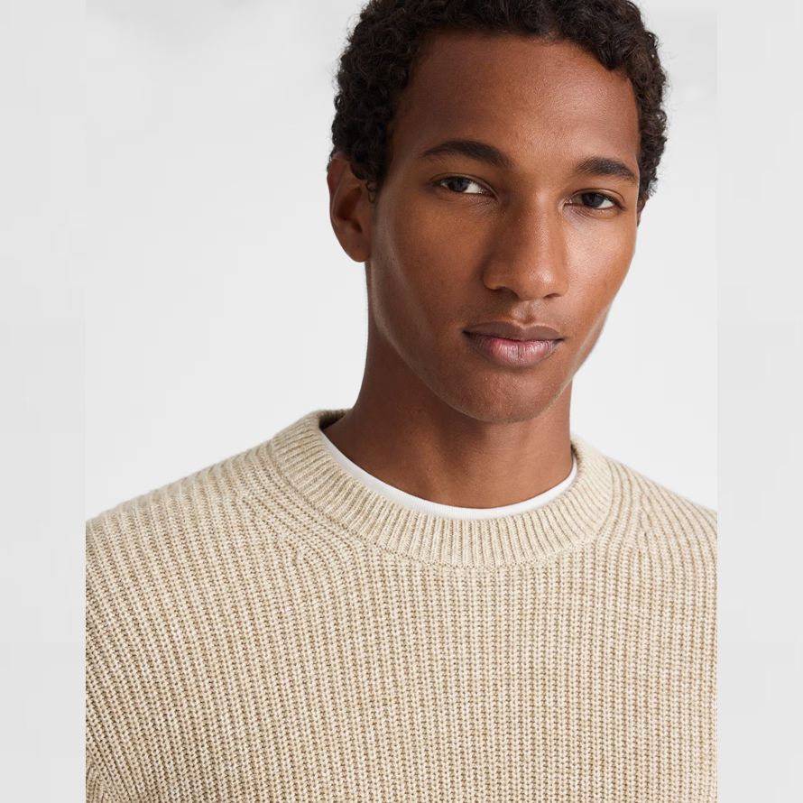 madewell de algodón de la coctelera de punto con cuello redondo para hombre suéter crema