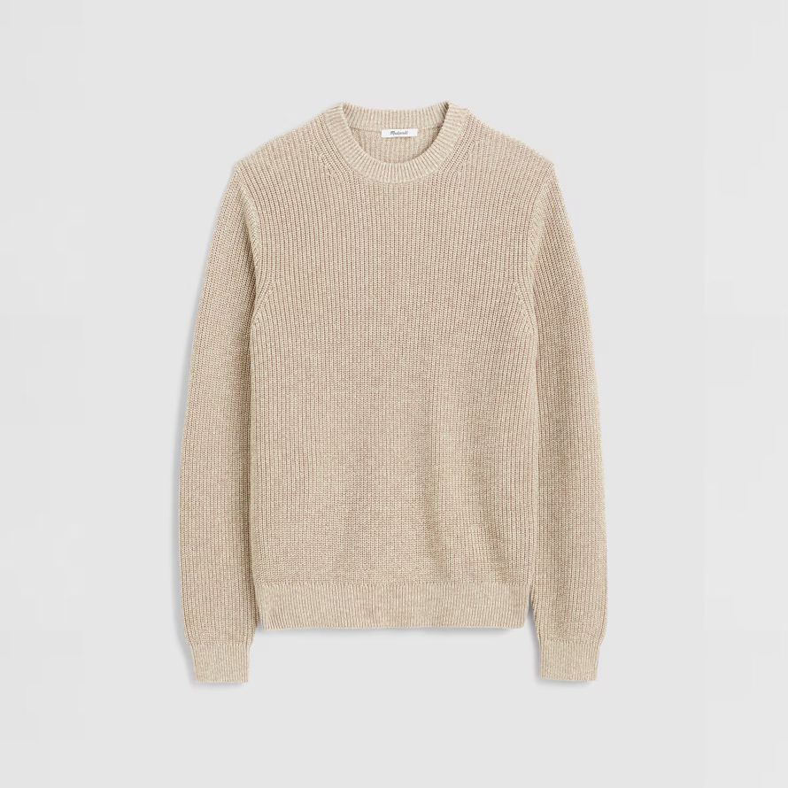 madewell de algodón de la coctelera de punto con cuello redondo para hombre suéter crema