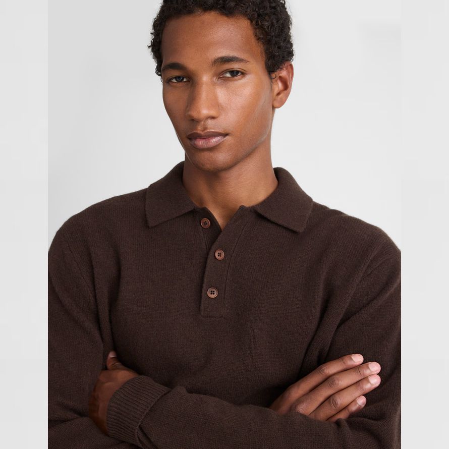 de color marrón oscuro para hombre madewell patrimonio de lana de merino de polo suéter