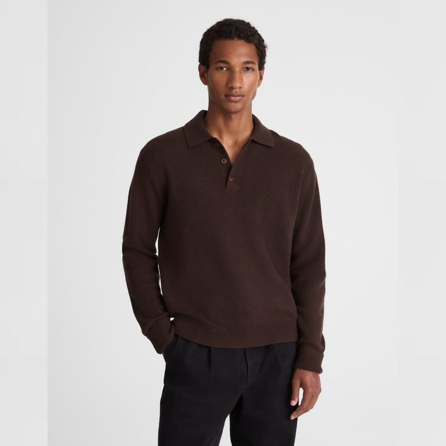 de color marrón oscuro para hombre madewell patrimonio de lana de merino de polo suéter