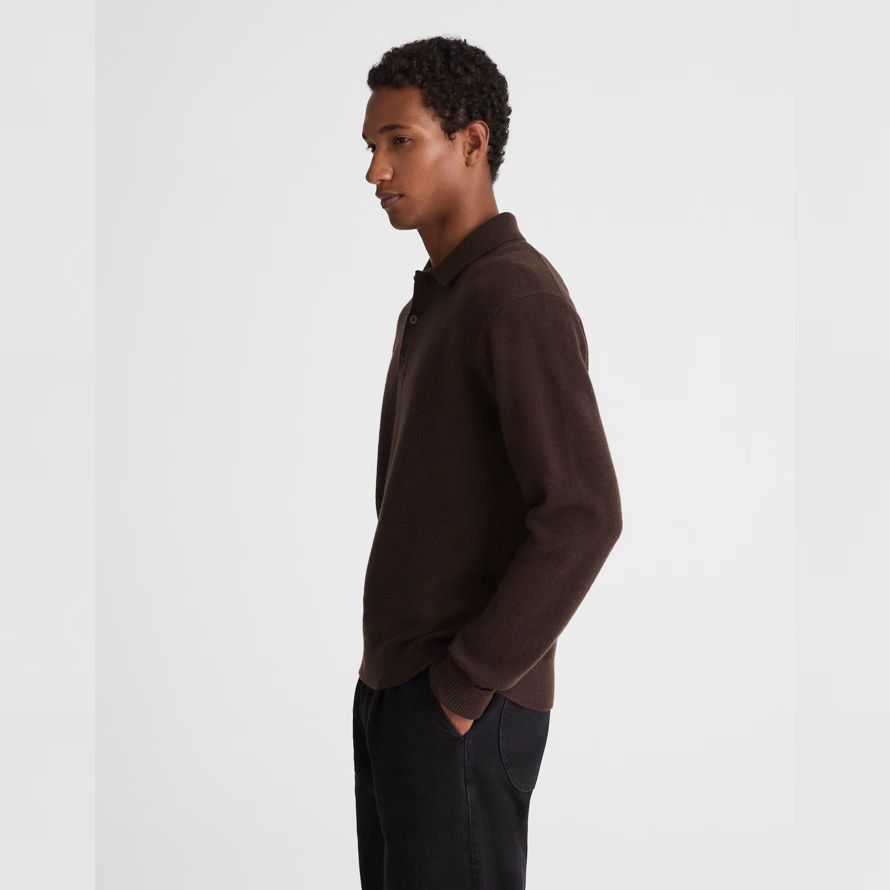 de color marrón oscuro para hombre madewell patrimonio de lana de merino de polo suéter