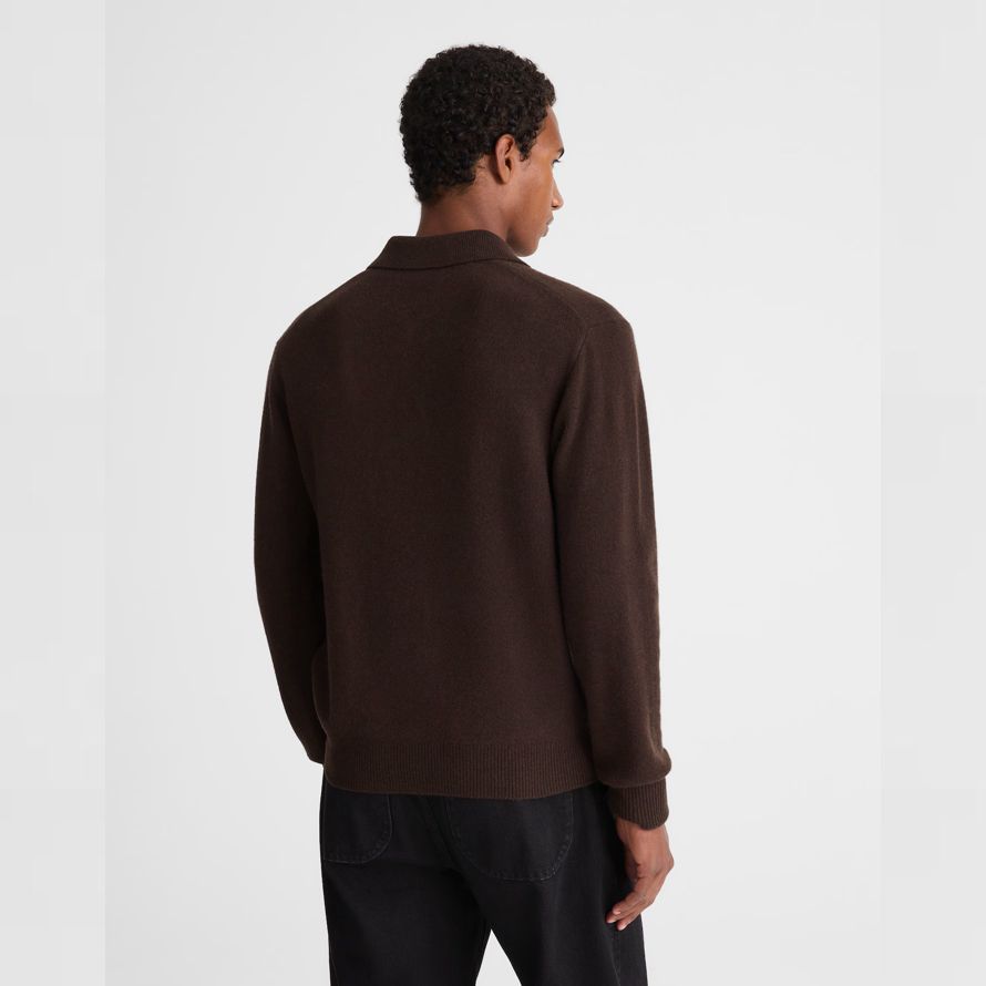de color marrón oscuro para hombre madewell patrimonio de lana de merino de polo suéter