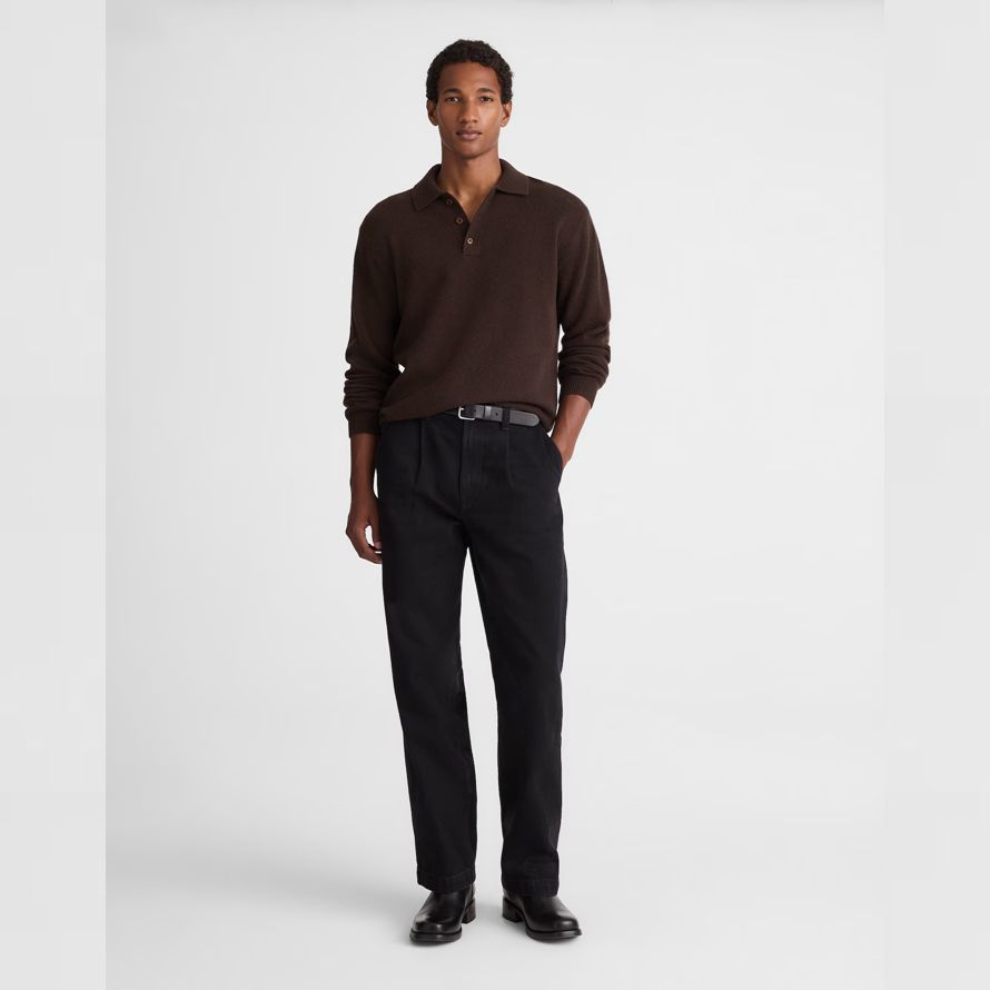de color marrón oscuro para hombre madewell patrimonio de lana de merino de polo suéter