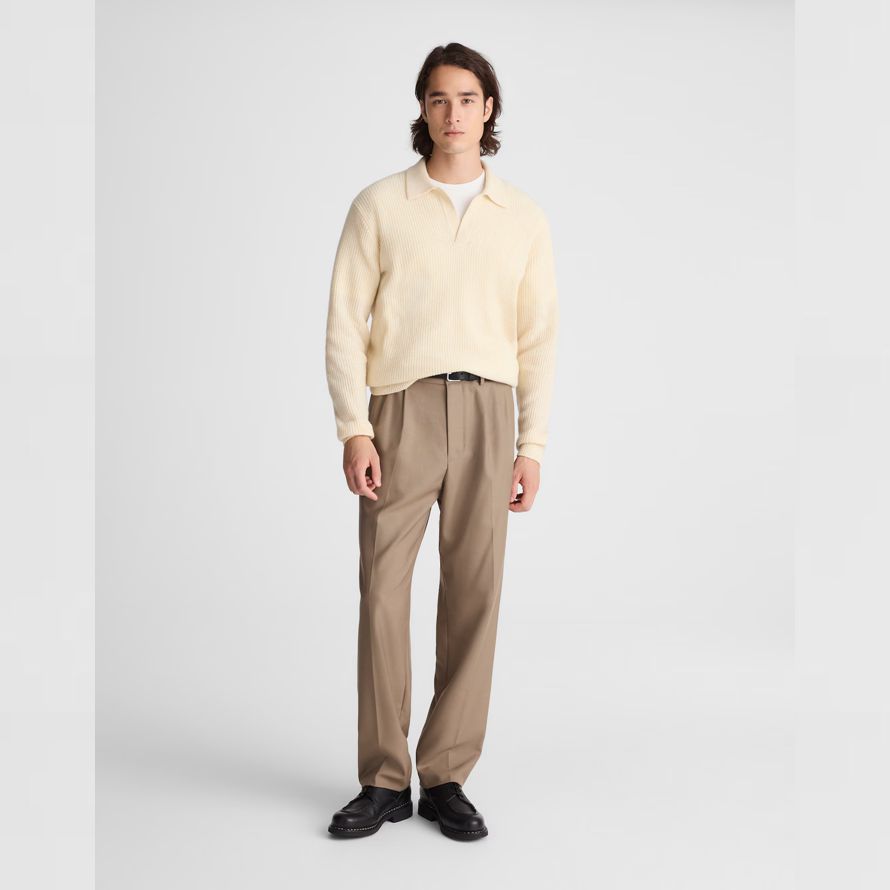 crema de madewell johnny-cuello de polo patrimonio de merino de lana del suéter para hombre