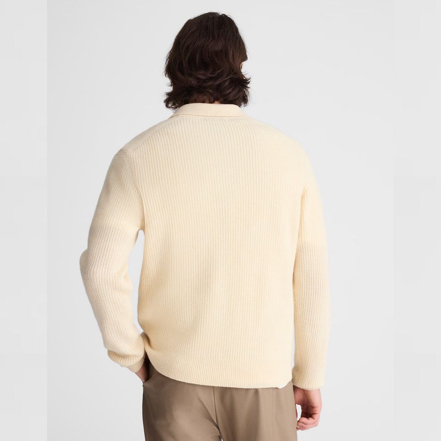 crema de madewell johnny-cuello de polo patrimonio de merino de lana del suéter para hombre