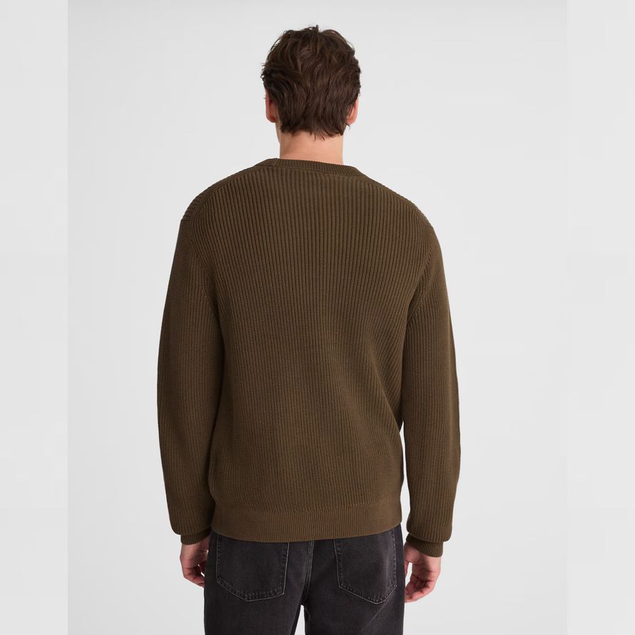 de color marrón oscuro madewell de algodón de la coctelera de punto de cuello redondo suéter para hombre