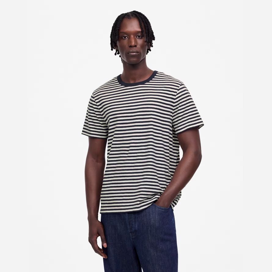 azul marino blanco para hombre madewell allday algodón-lino mezcla de t-shirts