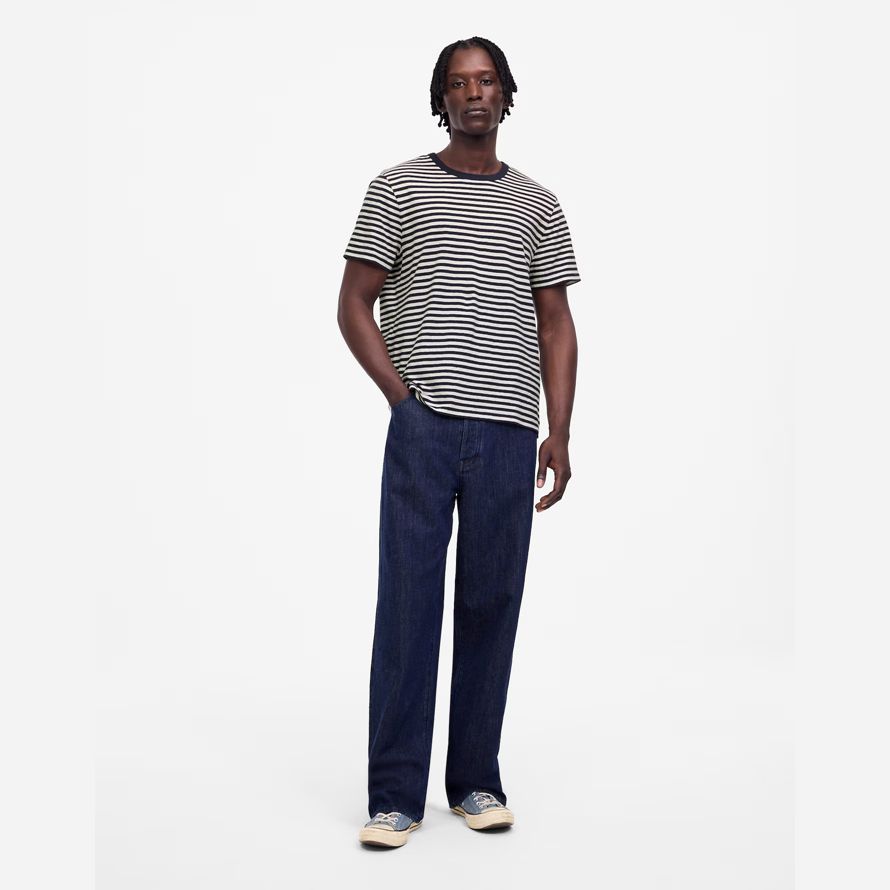 azul marino blanco para hombre madewell allday algodón-lino mezcla de t-shirts