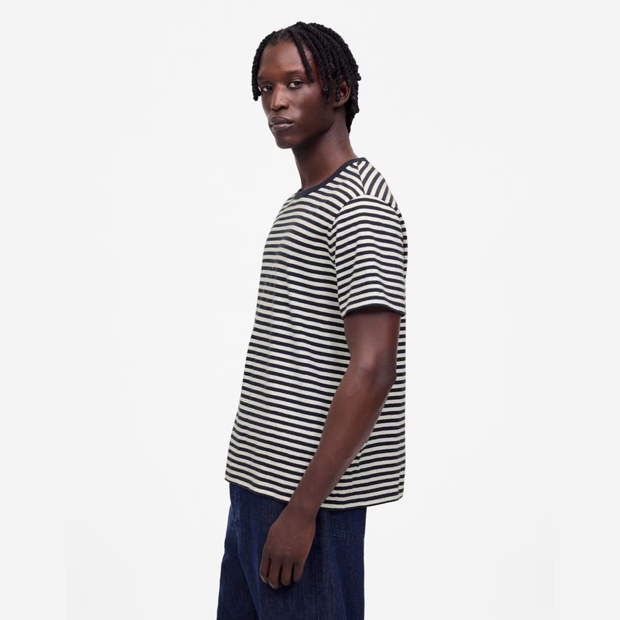 azul marino blanco para hombre madewell allday algodón-lino mezcla de t-shirts
