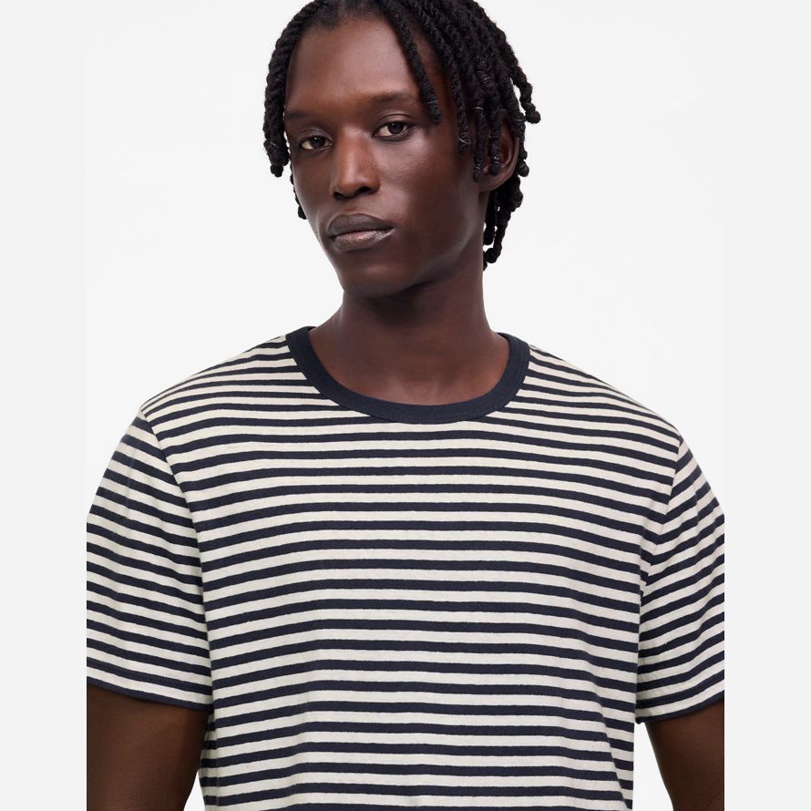 azul marino blanco para hombre madewell allday algodón-lino mezcla de t-shirts