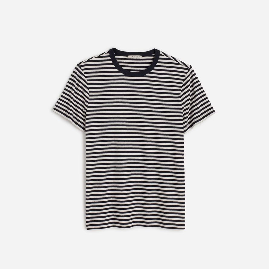 azul marino blanco para hombre madewell allday algodón-lino mezcla de t-shirts