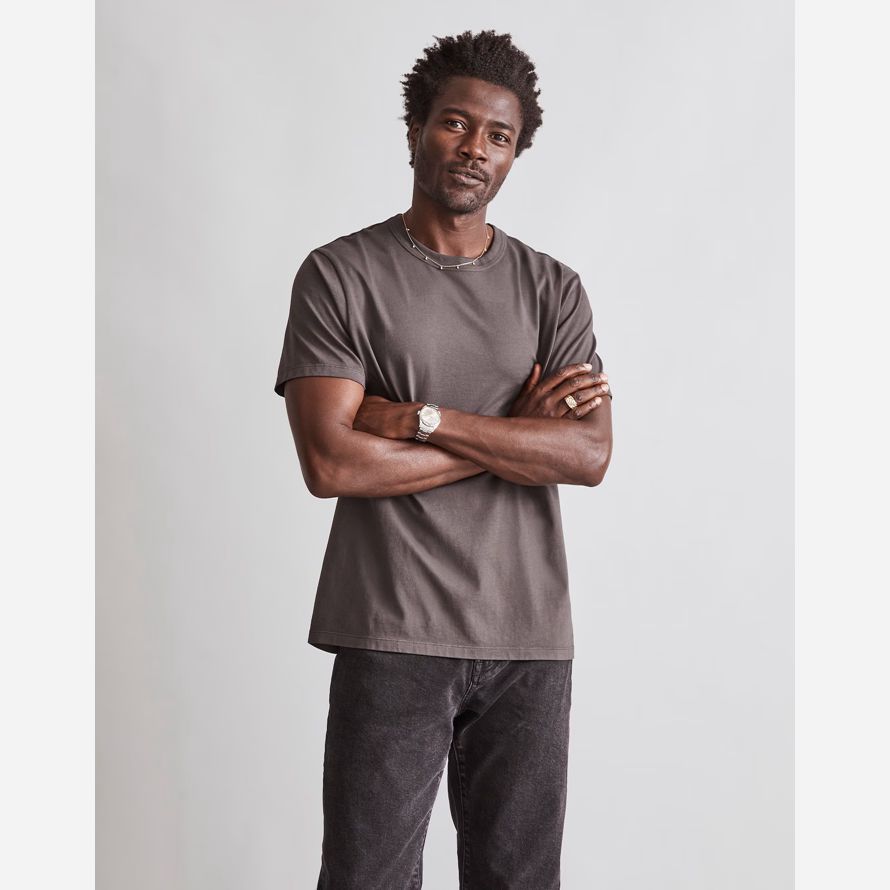 gris oscuro para hombre madewell teñido allday cuello redondo camisetas