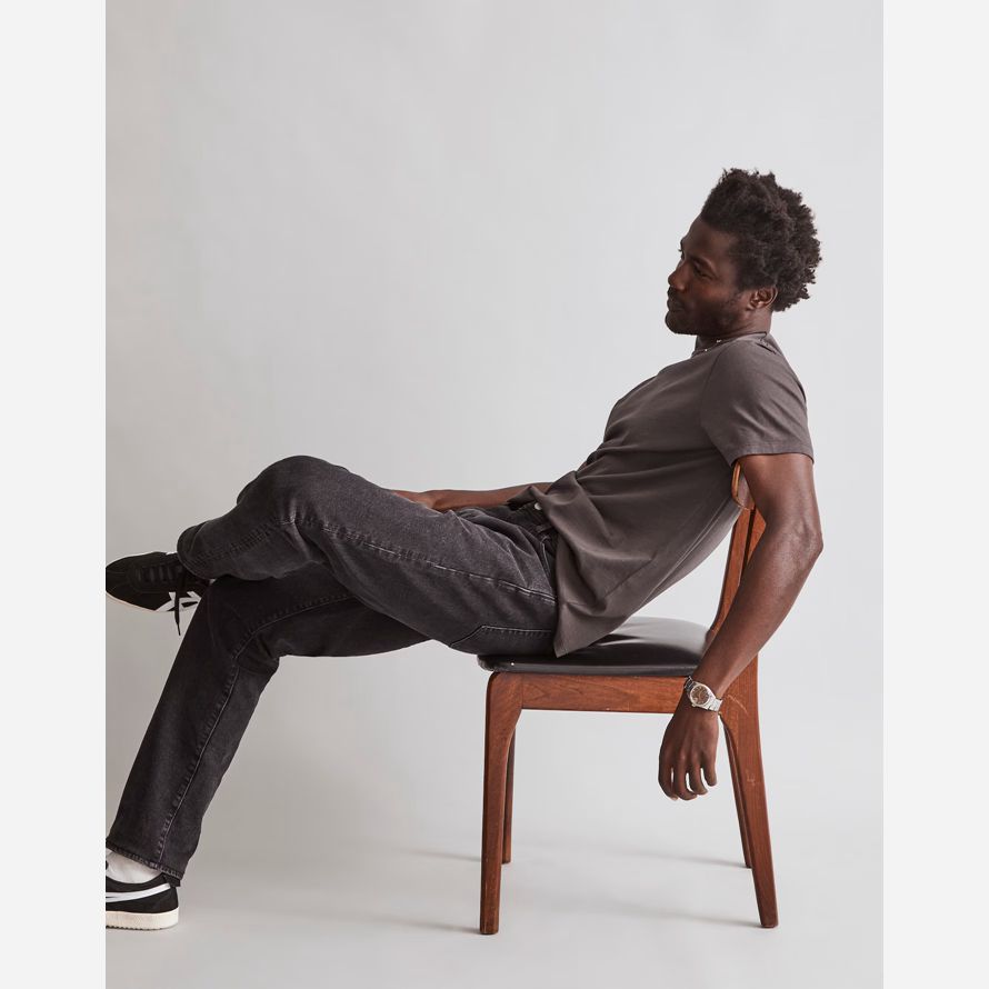 gris oscuro para hombre madewell teñido allday cuello redondo camisetas