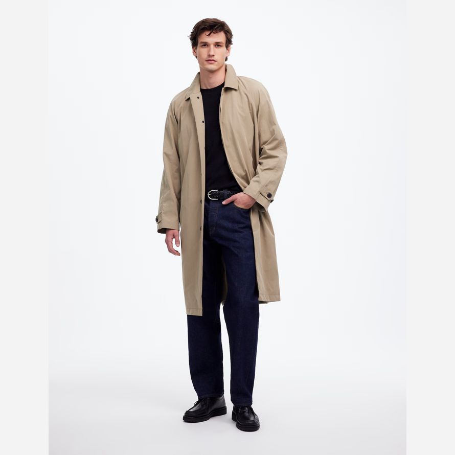 madewell raglan manga de sarga para hombre de gabardina color caqui marrón