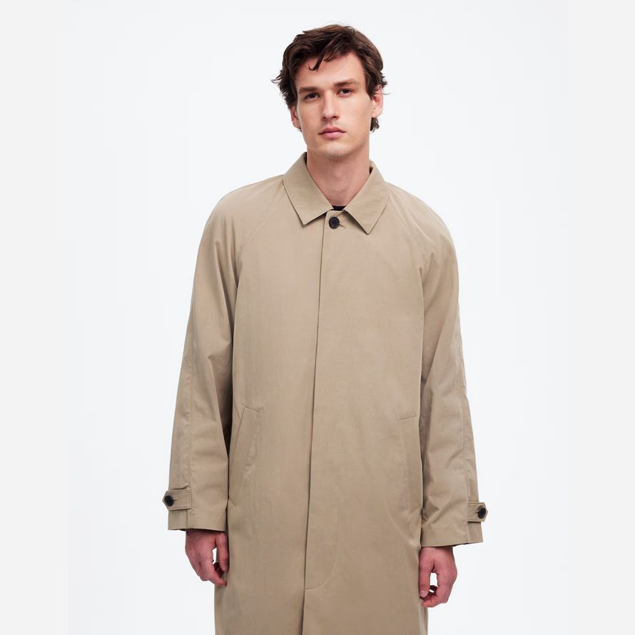 madewell raglan manga de sarga para hombre de gabardina color caqui marrón