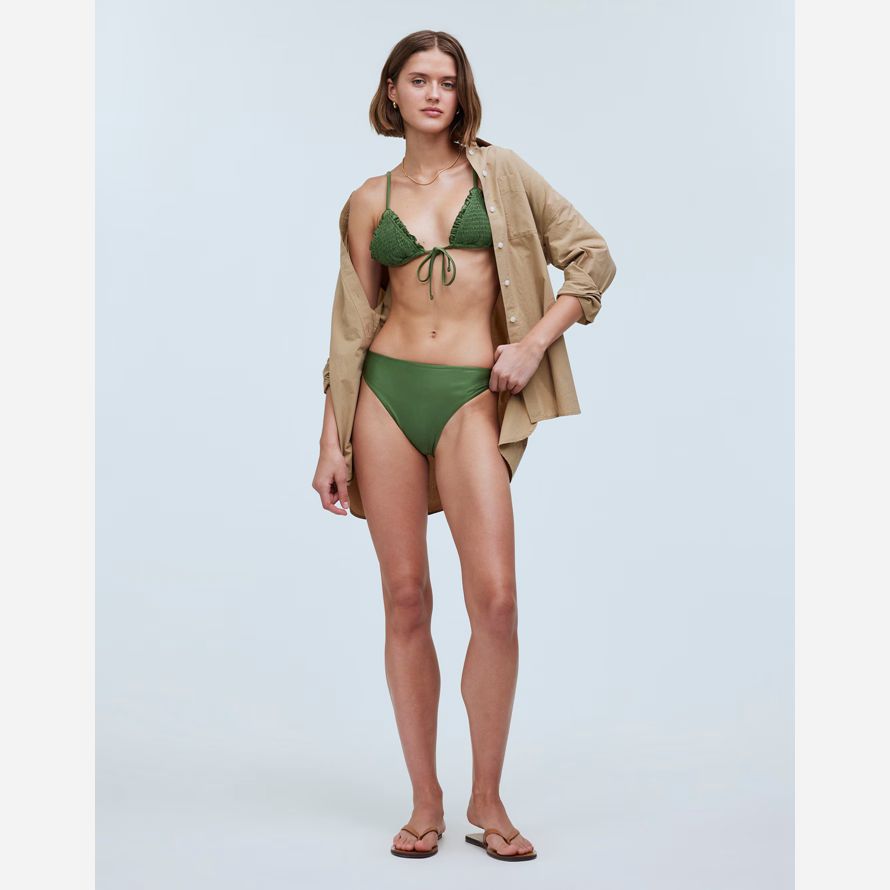 madewell frankies bikinis laura de satén para mujer de la parte de abajo del bikini verde