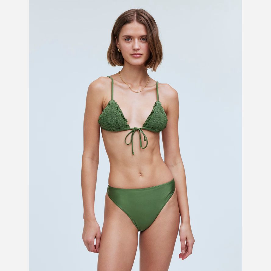 madewell frankies bikinis laura de satén para mujer de la parte de abajo del bikini verde
