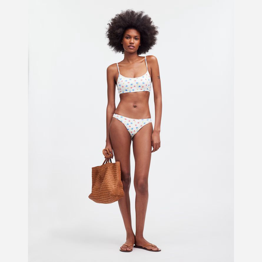 madewell frankies paloma classic womens parte de abajo del bikini blanco multicolor