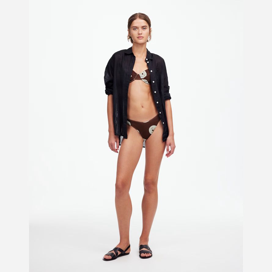 madewell zulu amp zephyr cacao remolino de textura womens bikini en la parte inferior de chocolate blanco