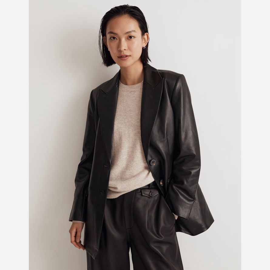 black womens madewell el bedford de gran tamaño chaqueta de cuero