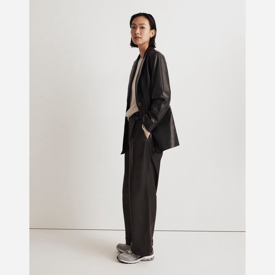black womens madewell el bedford de gran tamaño chaqueta de cuero