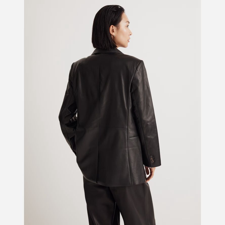 black womens madewell el bedford de gran tamaño chaqueta de cuero