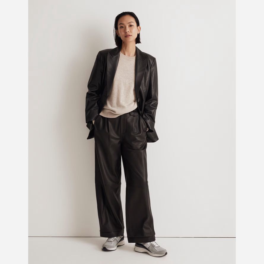 black womens madewell el bedford de gran tamaño chaqueta de cuero