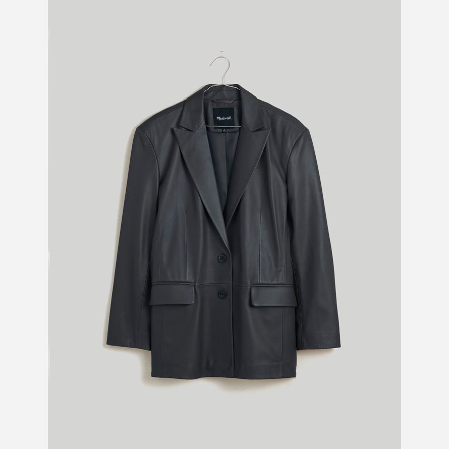 black womens madewell el bedford de gran tamaño chaqueta de cuero