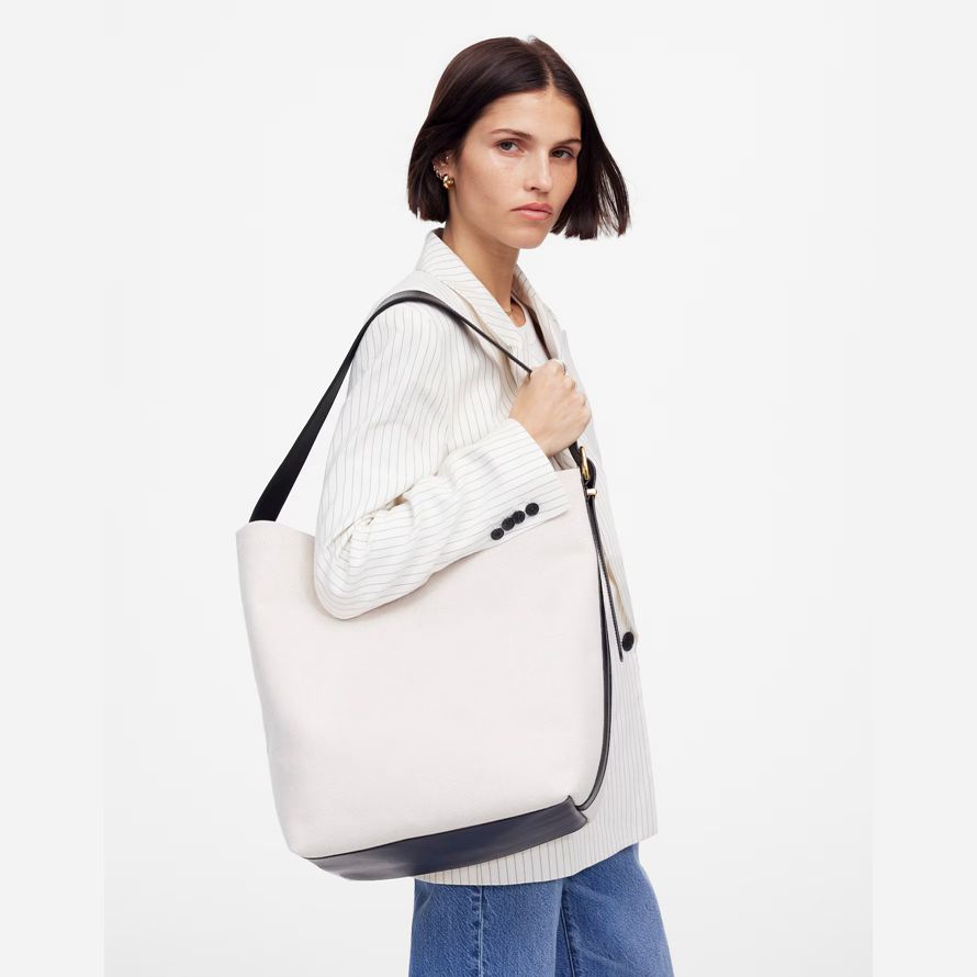 madewell la esencial extra-large tote para mujer de la bolsa de balde blanco