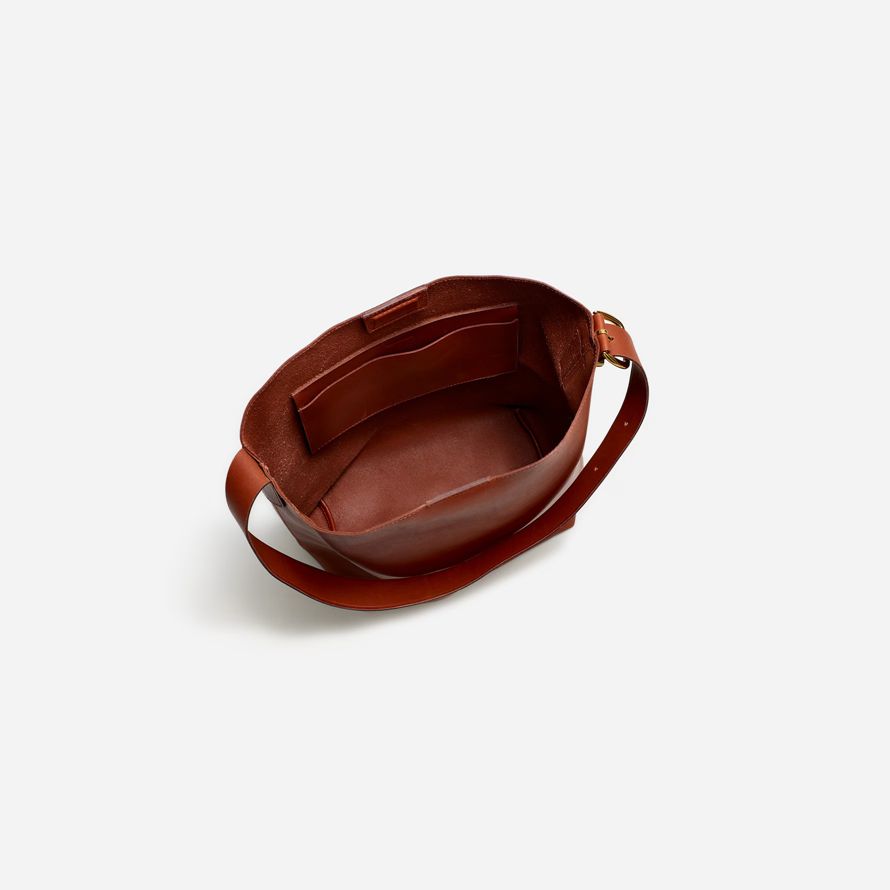 madewell la esencial tote para mujer de la bolsa de balde marrón naranja