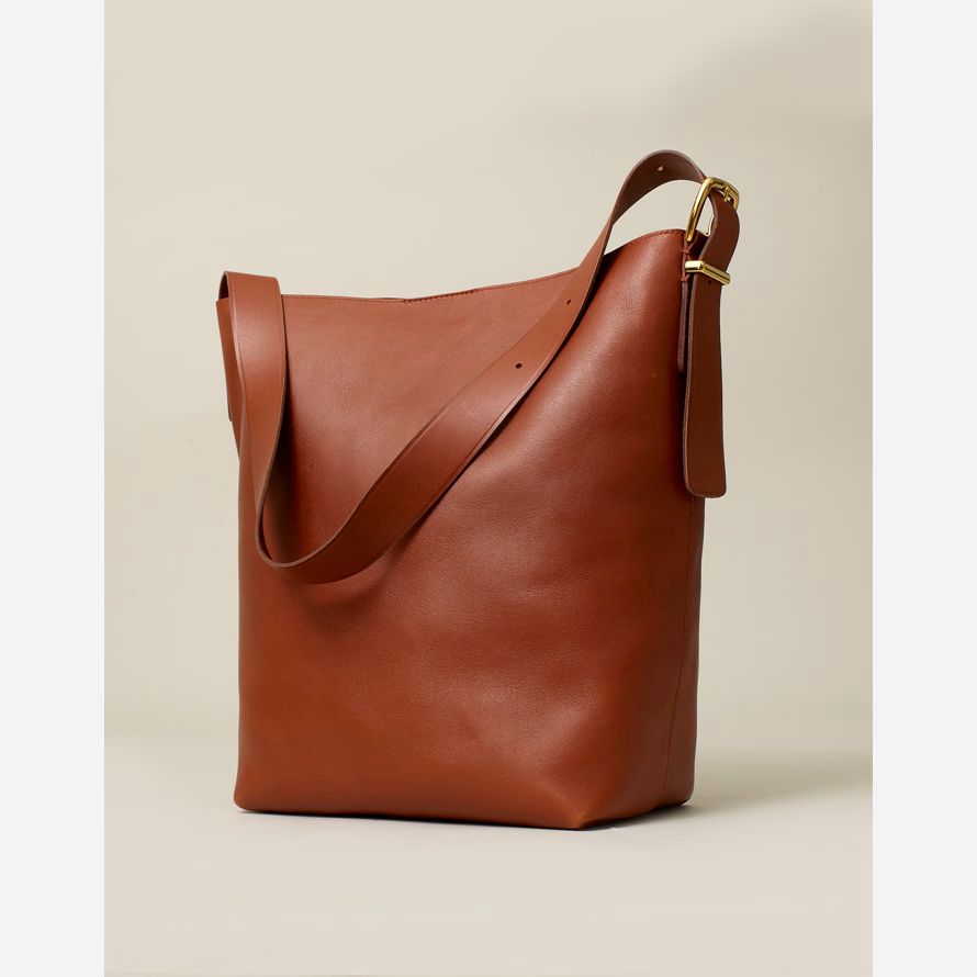 madewell la esencial tote para mujer de la bolsa de balde marrón naranja
