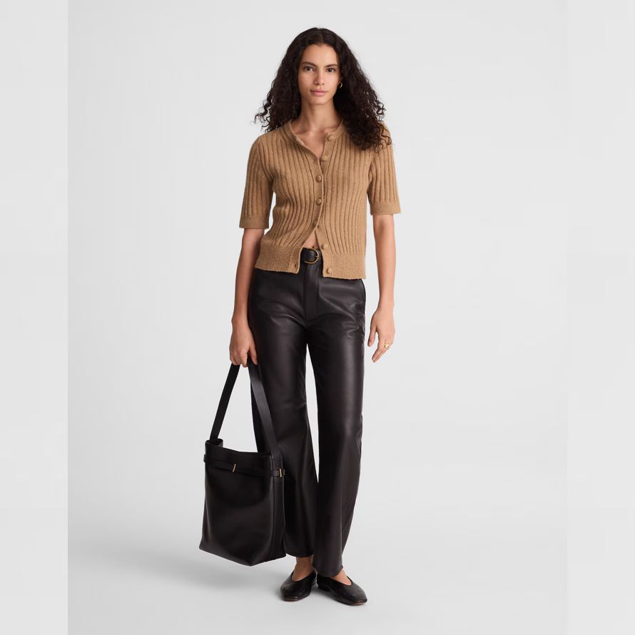 brown madewell corto-puff manga de la chaqueta de punto de mujer