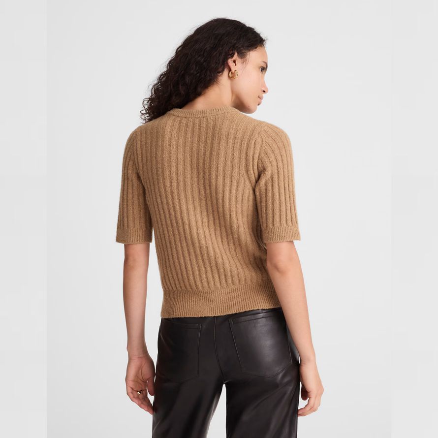 brown madewell corto-puff manga de la chaqueta de punto de mujer