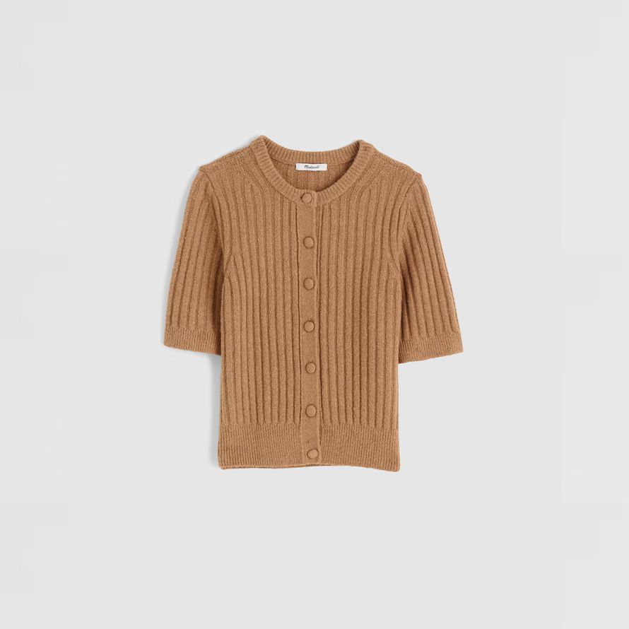 brown madewell corto-puff manga de la chaqueta de punto de mujer
