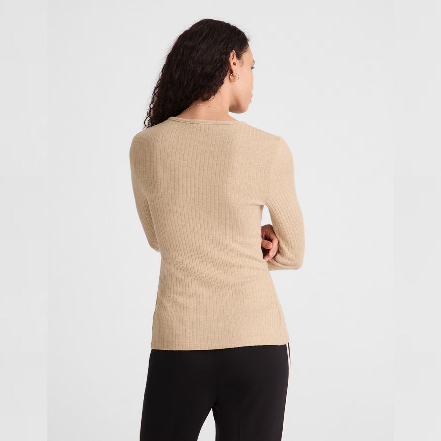 beige madewell textura de corte con cuello redondo para mujer de la chaqueta de punto